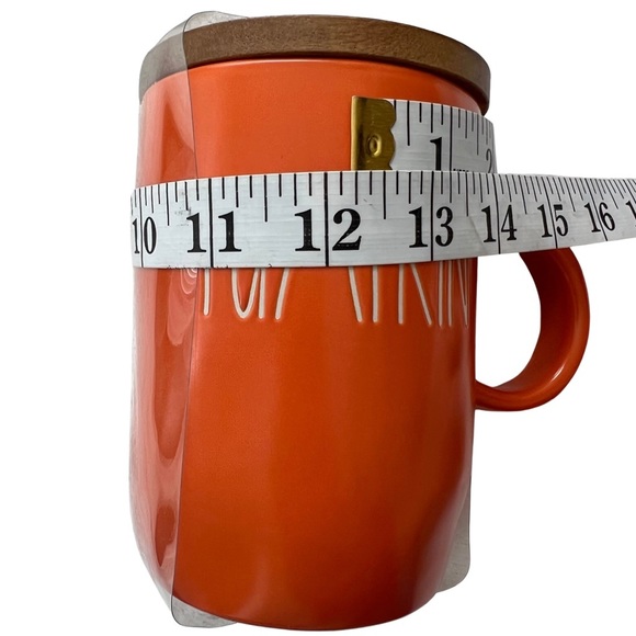 ❌SOLD❌ Rae Dunn NWT PUMPKIN Wooden Lid Fall Autumn Mug Orange and Ivory NEW - Picture 9 of 13